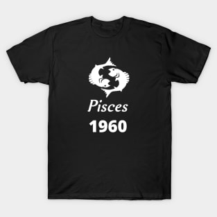 White Zodiac Birthday Pisces 1960 T-Shirt